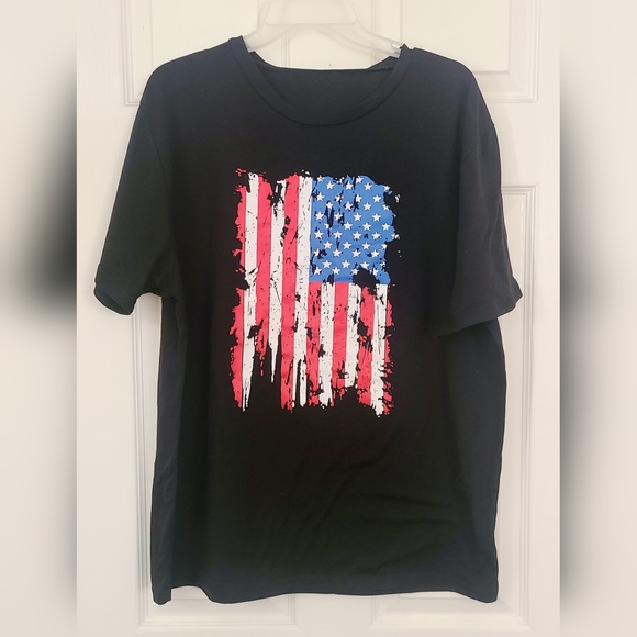 Black Distressed American Flag USA Pride America Patriotic T-Shirt Size XL - Picture 1 of 6